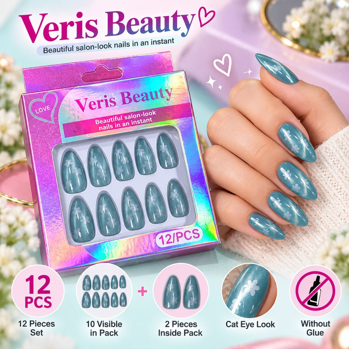 Flower Nails-01 (Light Blue)