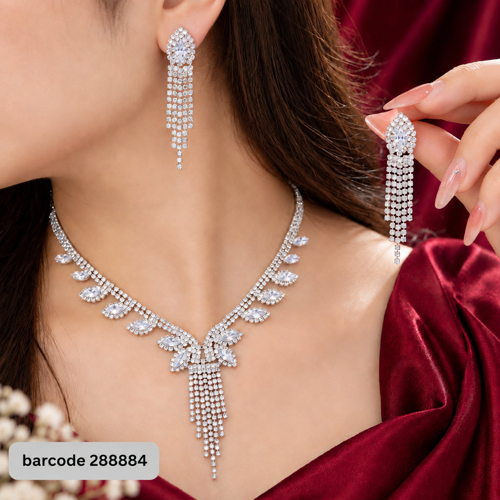 Premium Zircon Necklace-25 (Silver)