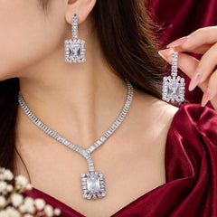 Premium Zircon Necklace-26 (Silver)