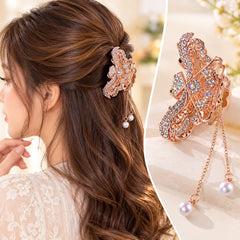 Rhinestone Metal Hair Clip (Rose Gold)
