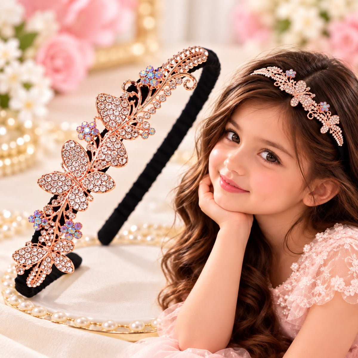 Kids Rhinestone Hairband-02 (Golden)