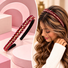 Crystal Beaded Headband (Red)