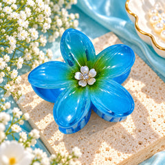 Floral Hair Claw Clip (Blue)
