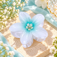 Floral Hair Claw Clip (Light Blue)