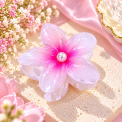 Floral Pearl Hair Claw Clip (Pink)