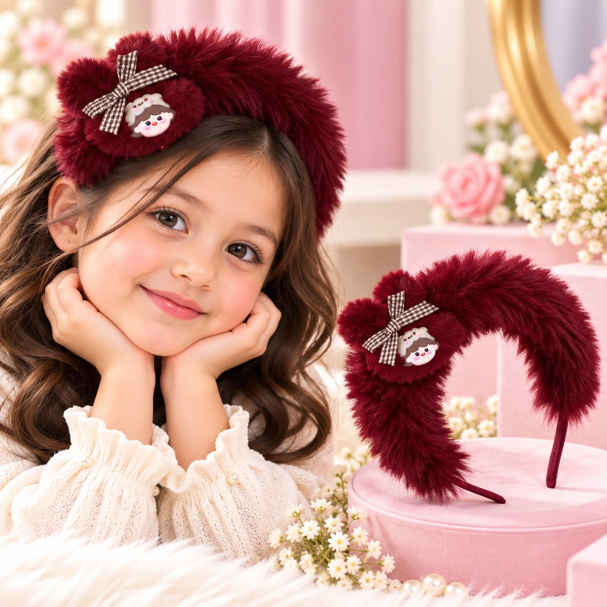 Furry Kids Hairband (Maroon)