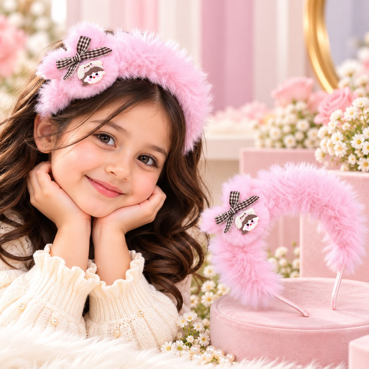 Furry Kids Hairband (Baby Pink)