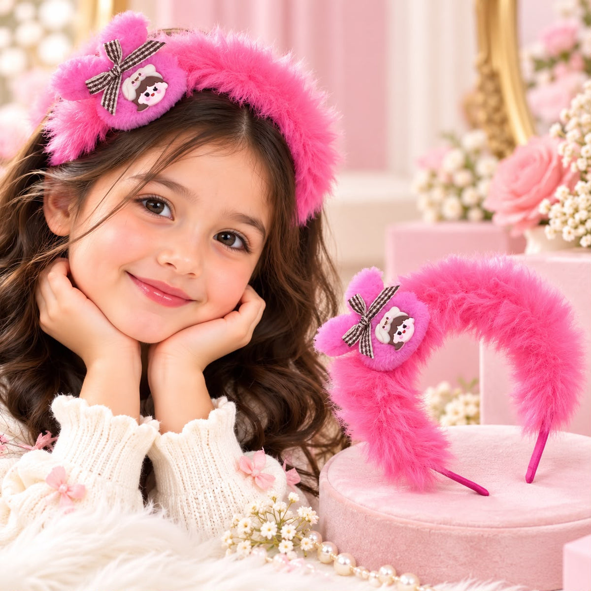 Furry Kids Hairband (Pink)