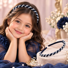Pearl Beaded Kids Hairband (Blue)