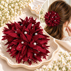 Floral Pearl Hair Catcher (Maroon)