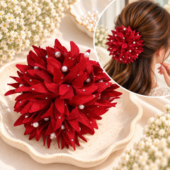 Floral Pearl Hair Catcher (Red)