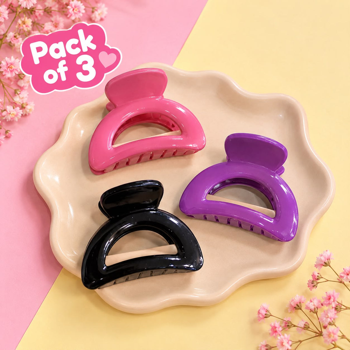 Minimalist Claw Clip-01 (Pack of 3 Bold Colors)