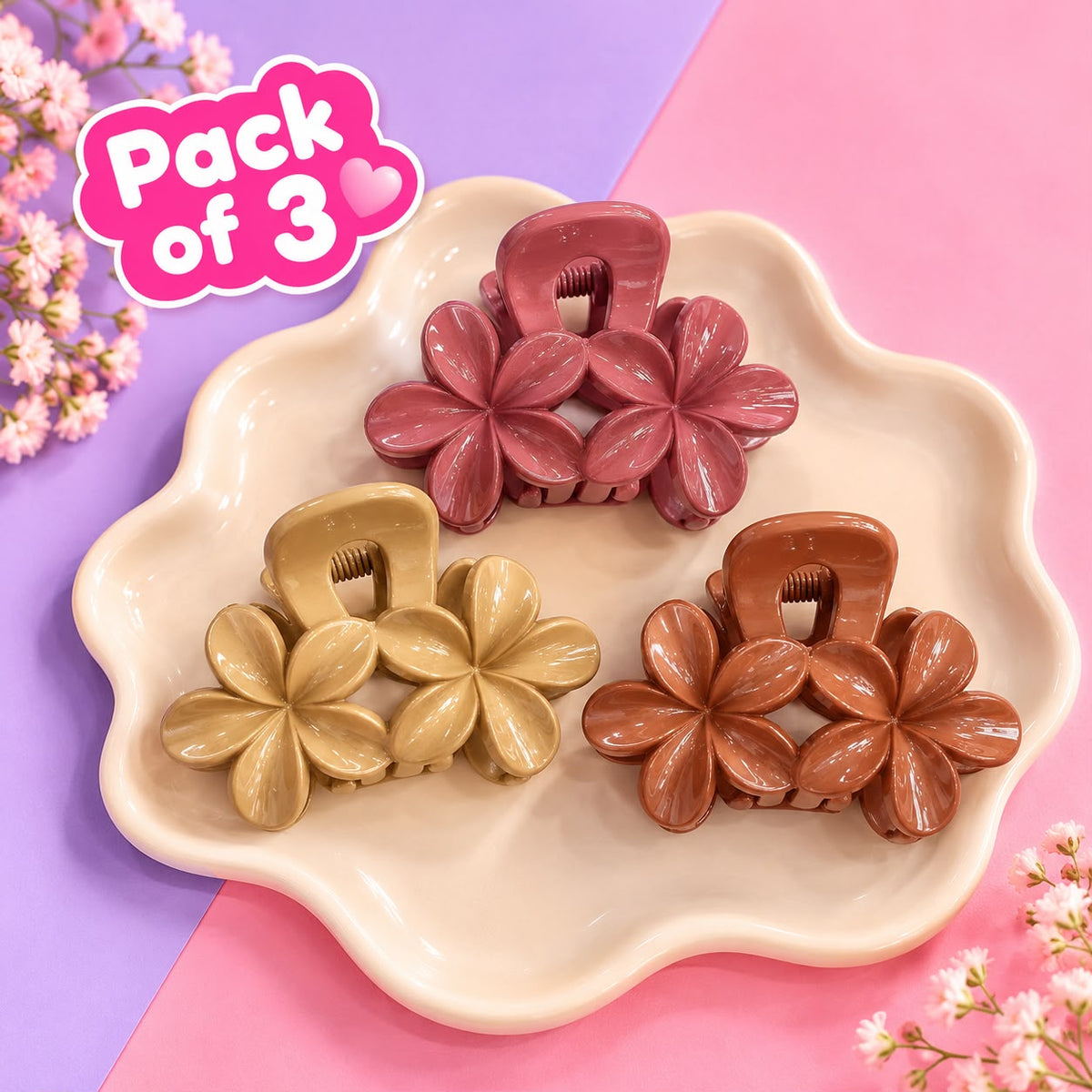 Minimalist Claw Clip-02 (Pack of 3 Neutral Colors)