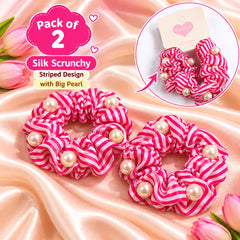 Pearl Silk Scrunchies-02 (Pink)