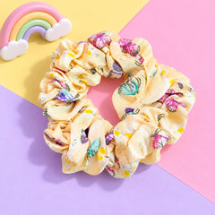 Floral Silk Scrunchie-01 (Yellow)