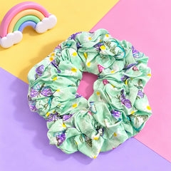 Floral Silk Scrunchie-01 (Light Green)