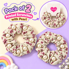 Floral Pearl Scrunchies Pony-02 (Off White)