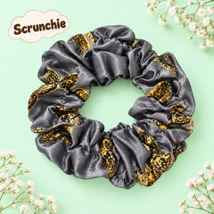 Printed Silk Scrunchie-03 (Gray)