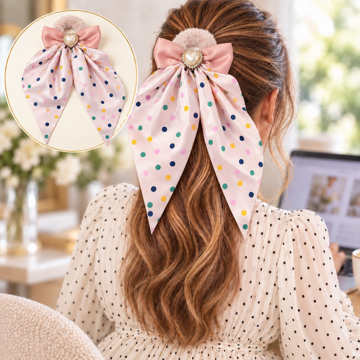 Bow Furry Ponytail-06 (Pink)