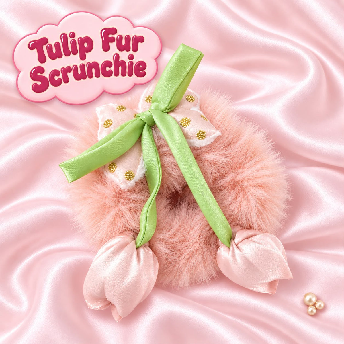 Tulip Fur Scrunchie (Peach)