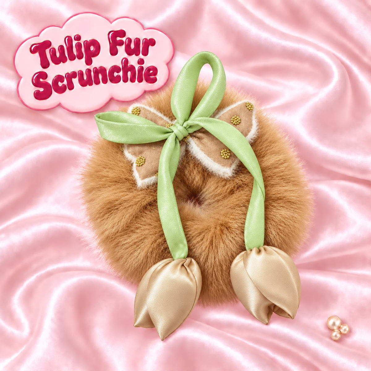 Tulip Fur Scrunchie (Brown)