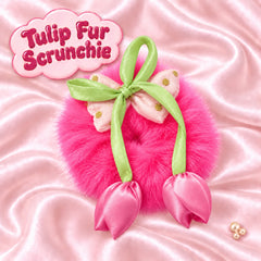 Tulip Fur Scrunchie (Pink)