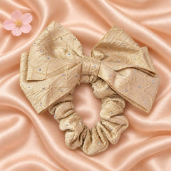 Mukesh Bow Scrunchie-01 (Beige)