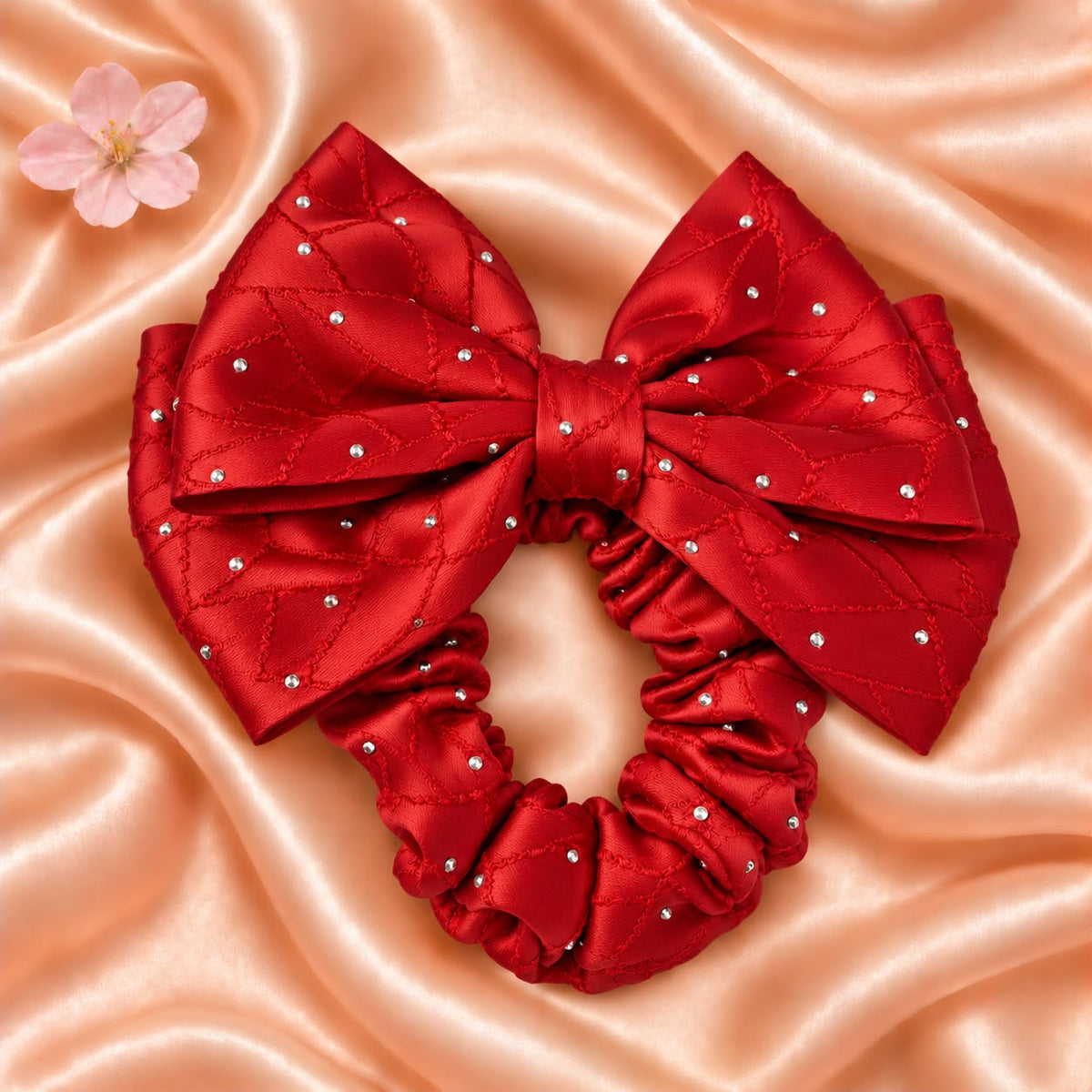 Mukesh Bow Scrunchie-01 (Red)