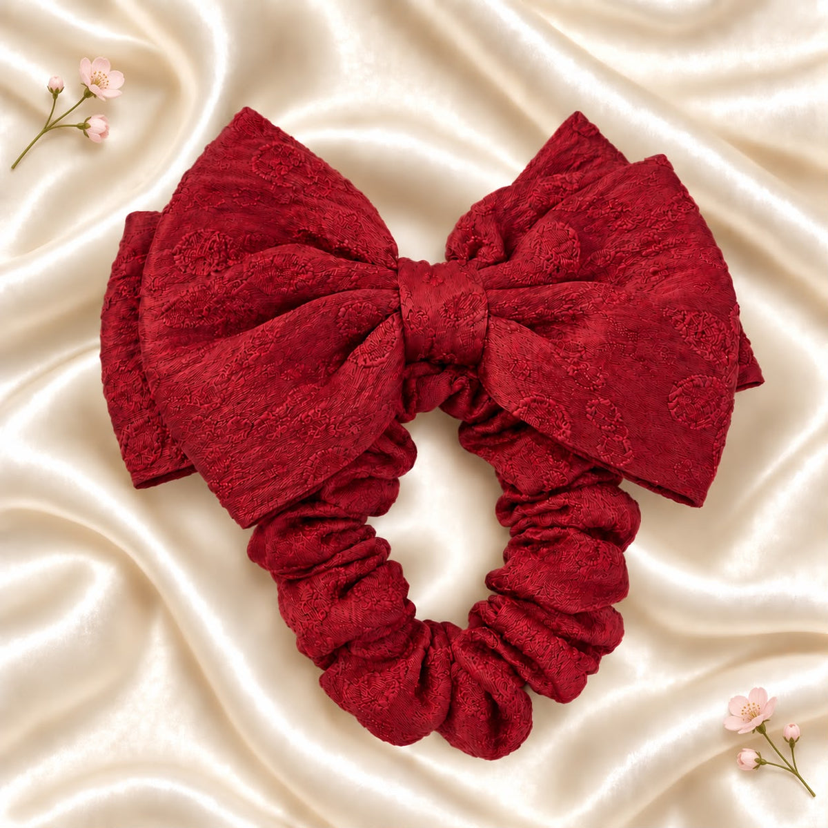 Bow Scrunchie-02 (Maroon)