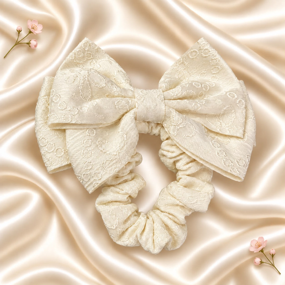 Bow Scrunchie-02 (Off White)