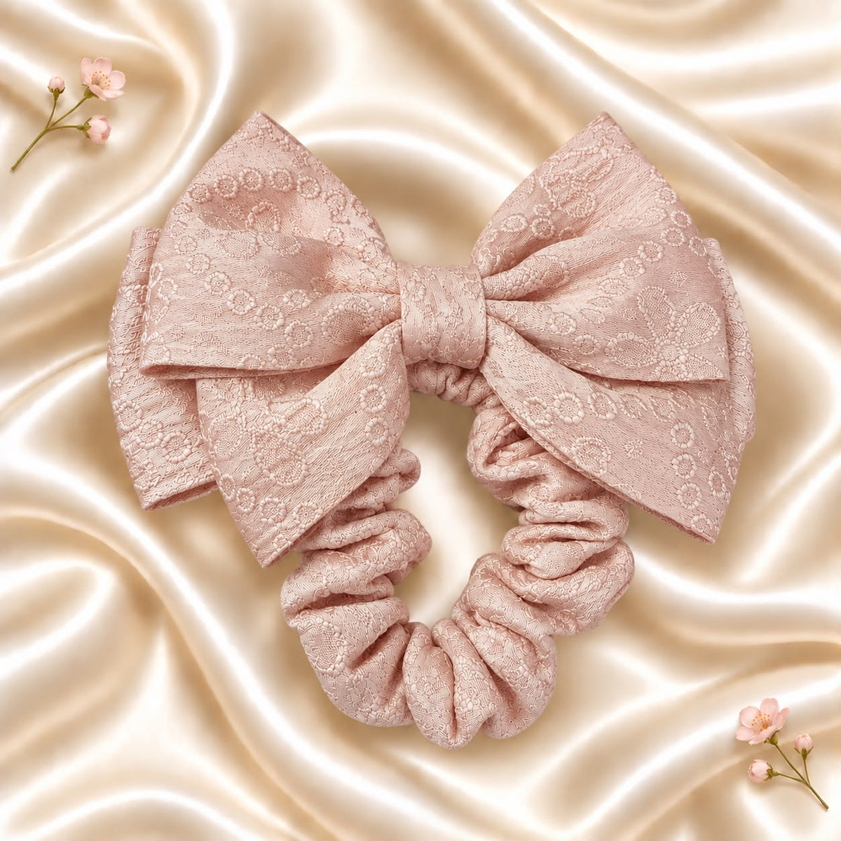 Bow Scrunchie-02 (Rose Pink)
