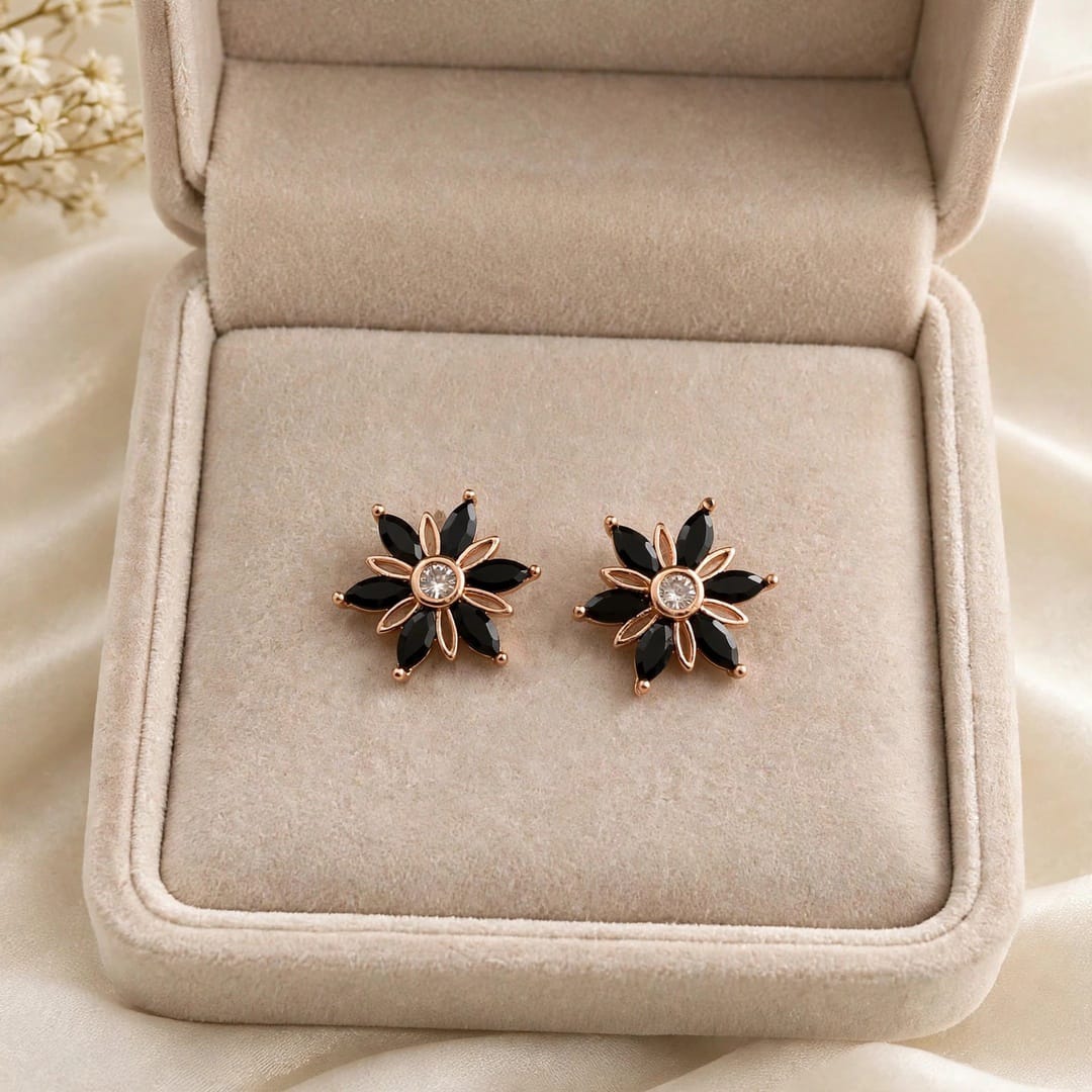 Zircon Studs-268 (Golden,Black)