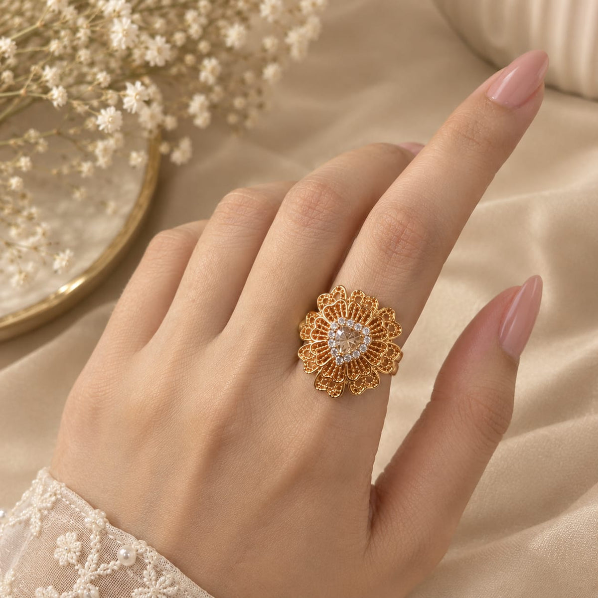 Zircon Ring-484 (Golden)