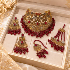Bridal Jewellery complete Set-27 (Maroon)