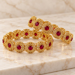 Fancy Kara Pair-85 (Golden/Maroon)