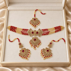 Rajwadi Choker Set-07 (Golden/Maroon)
