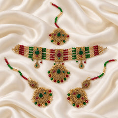 Rajwadi Choker Set-06 (Golden/Multi)