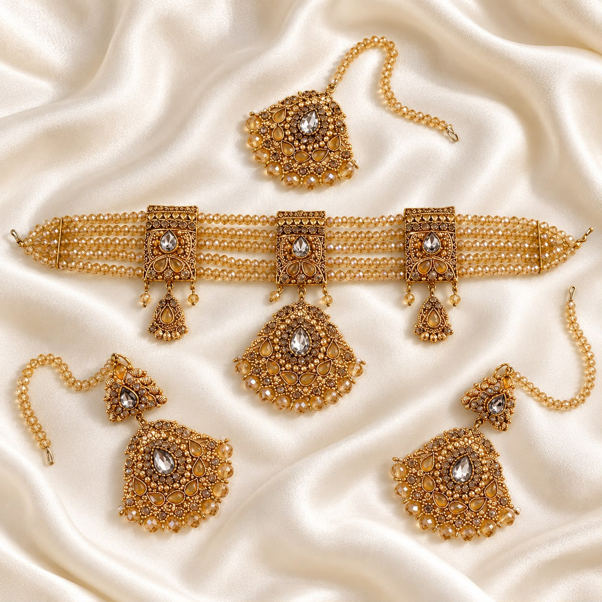 Rajwadi Choker Set-06 (Golden)