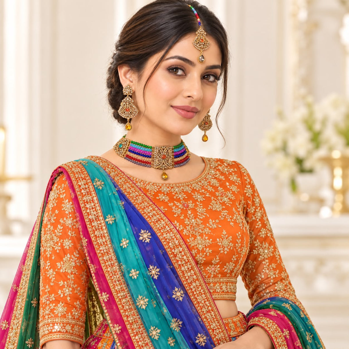Rajwadi Choker Set-09 (Golden)