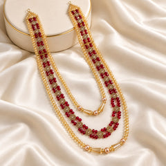 Layer Beaded Mala-09 (Golden/Maroon)