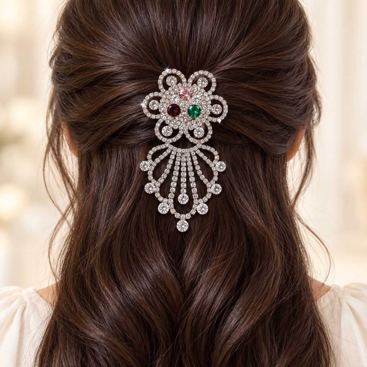 Rhinestone Hair Brooch-01 (Colorfull)