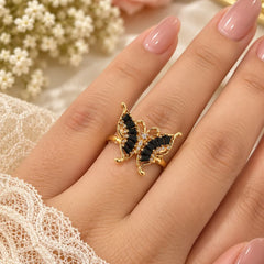Zircon Ring-494 (Golden/Black)