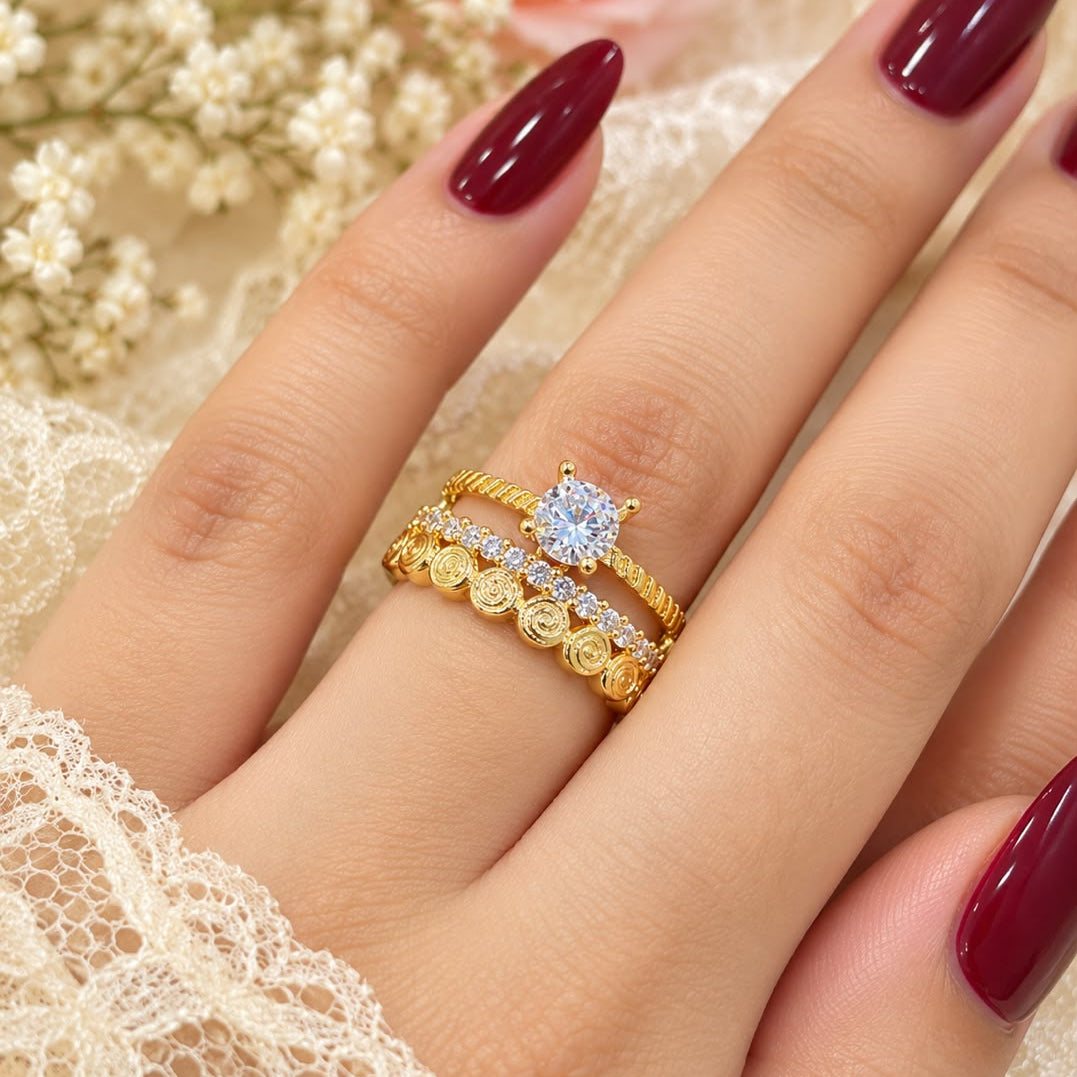 Zircon Ring-504 (Golden)