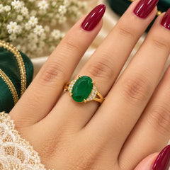 Zircon Ring-495 (Golden/Green)