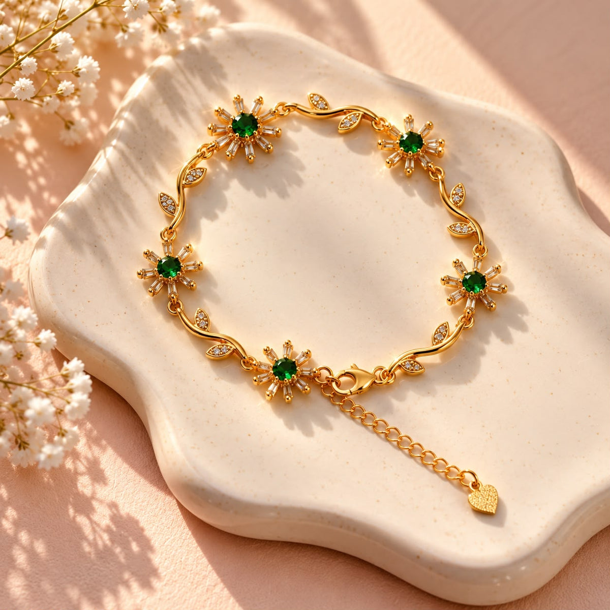 Zircon Bracelet-112 (Golden/Green)