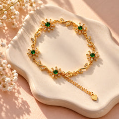 Zircon Bracelet-112 (Golden/Green)