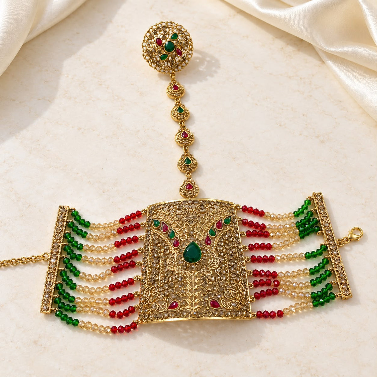 Gold Plated Angla Bracelet-15 (Golden/Multi)