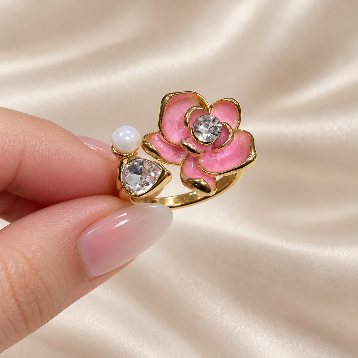 Bloom Pearl Ring (Pink)