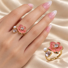 Bloom Pearl Ring (Peach)