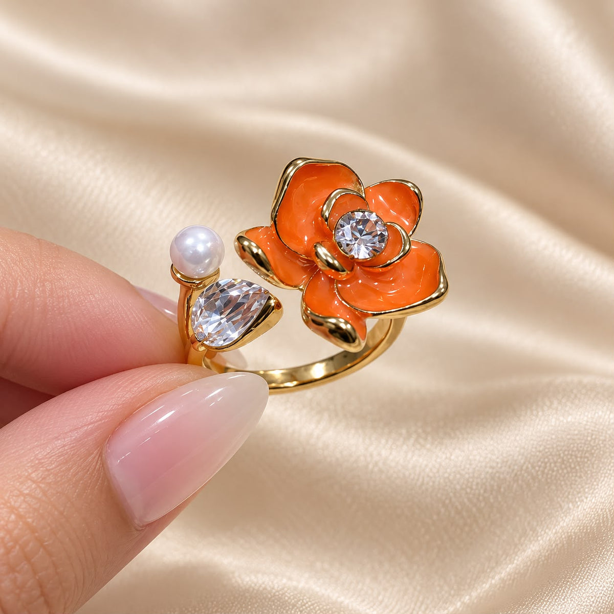 Bloom Pearl Ring (Orange)